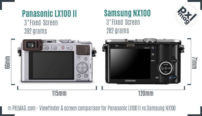 Panasonic LX100 II vs Samsung NX100 Screen and Viewfinder comparison