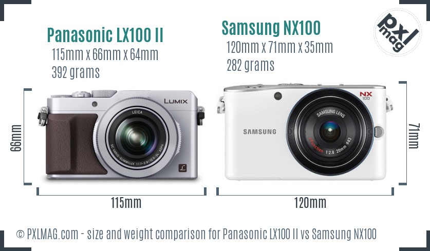 Panasonic LX100 II vs Samsung NX100 size comparison