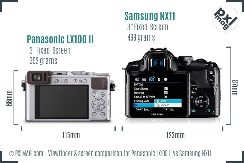 Panasonic LX100 II vs Samsung NX11 Screen and Viewfinder comparison