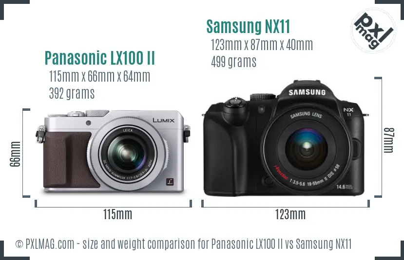Panasonic LX100 II vs Samsung NX11 size comparison