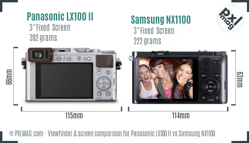 Panasonic LX100 II vs Samsung NX1100 Screen and Viewfinder comparison Panasonic LX100 II vs Samsung NX1100 Screen and Viewfinder comparison