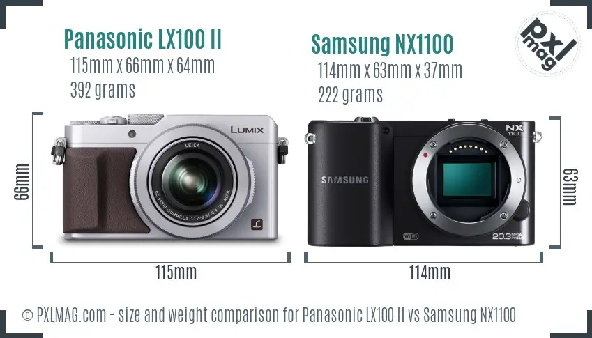 Panasonic LX100 II vs Samsung NX1100 size comparison Panasonic LX100 II vs Samsung NX1100 size comparison