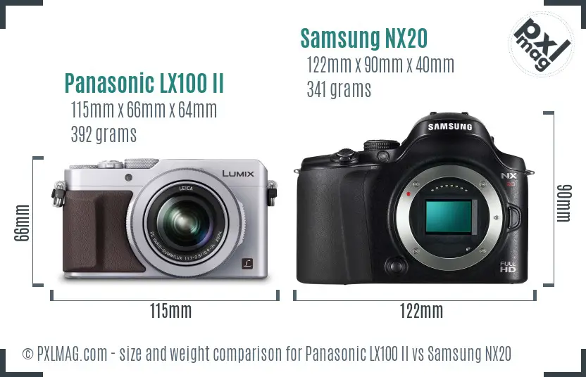 Panasonic LX100 II vs Samsung NX20 size comparison