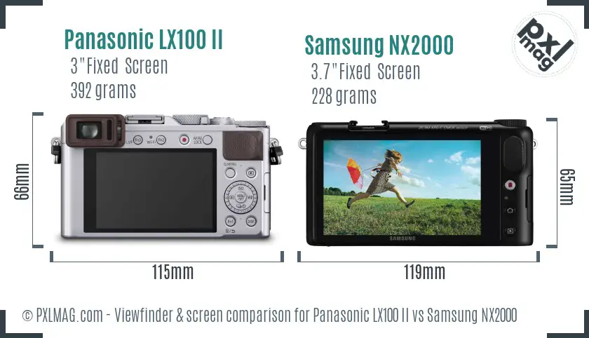 Panasonic LX100 II vs Samsung NX2000 Screen and Viewfinder comparison