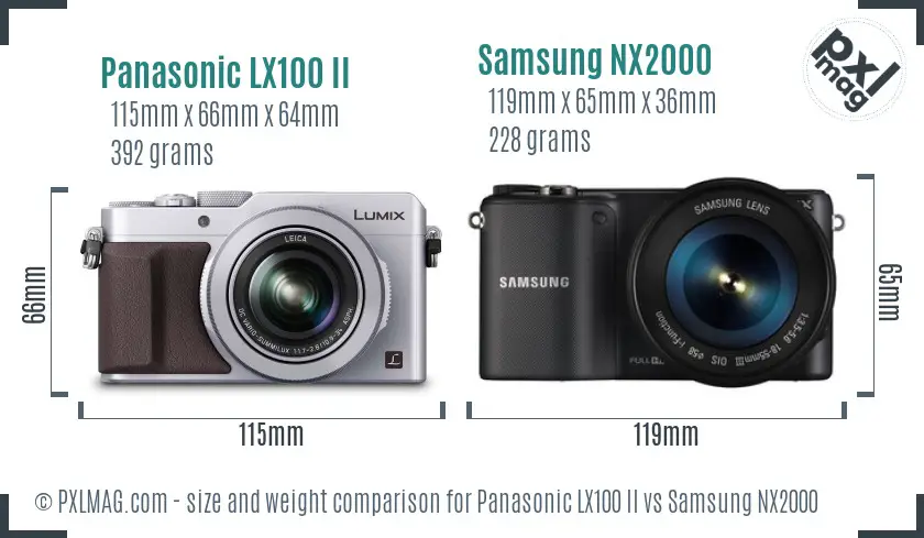 Panasonic LX100 II vs Samsung NX2000 size comparison