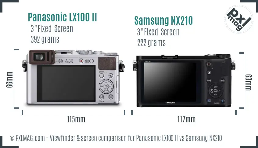 Panasonic LX100 II vs Samsung NX210 Screen and Viewfinder comparison Panasonic LX100 II vs Samsung NX210 Screen and Viewfinder comparison