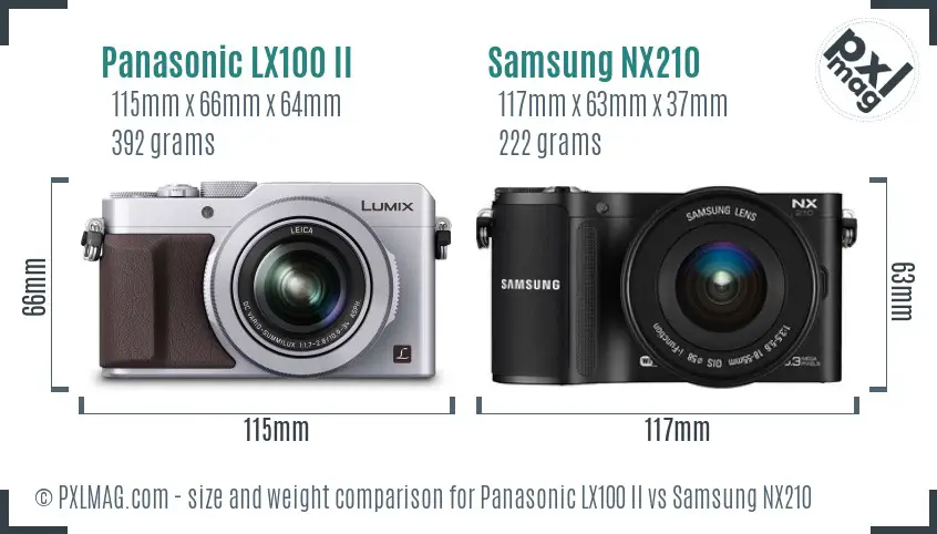 Panasonic LX100 II vs Samsung NX210 size comparison Panasonic LX100 II vs Samsung NX210 size comparison
