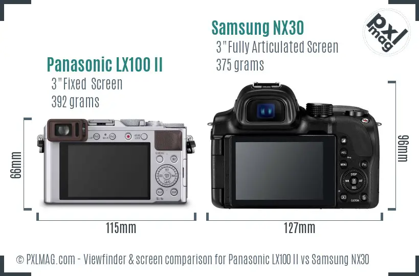Panasonic LX100 II vs Samsung NX30 Screen and Viewfinder comparison