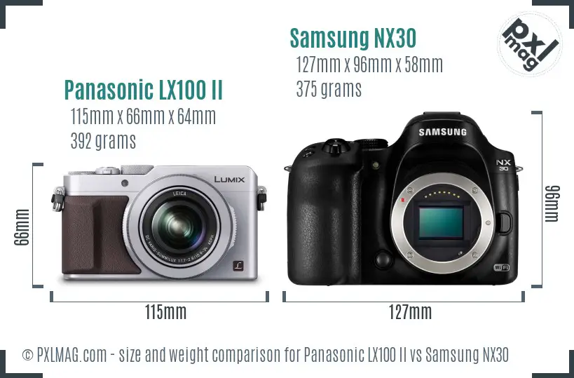 Panasonic LX100 II vs Samsung NX30 size comparison