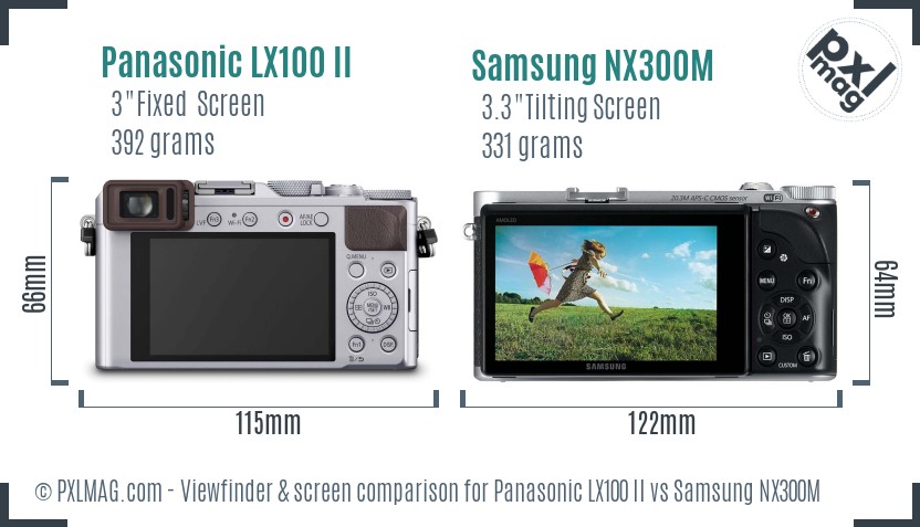 Panasonic LX100 II vs Samsung NX300M Screen and Viewfinder comparison