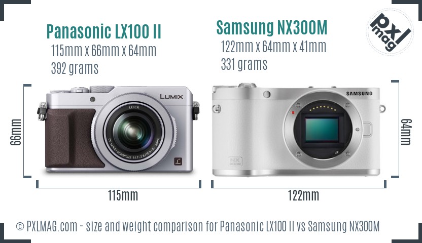 Panasonic LX100 II vs Samsung NX300M size comparison Panasonic LX100 II vs Samsung NX300M size comparison