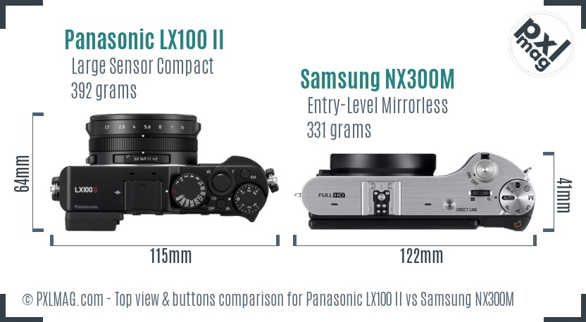 Panasonic LX100 II vs Samsung NX300M top view buttons comparison
