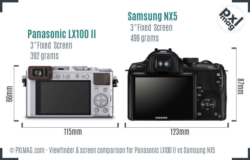 Panasonic LX100 II vs Samsung NX5 Screen and Viewfinder comparison