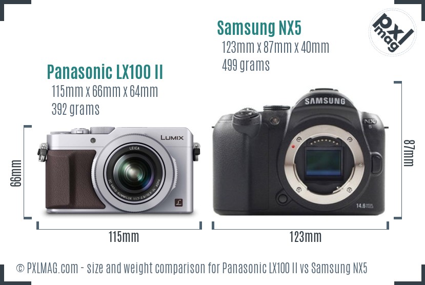 Panasonic LX100 II vs Samsung NX5 size comparison