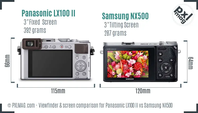 Panasonic LX100 II vs Samsung NX500 Screen and Viewfinder comparison