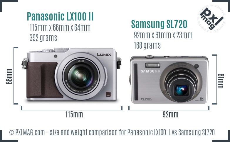 Panasonic LX100 II vs Samsung SL720 size comparison