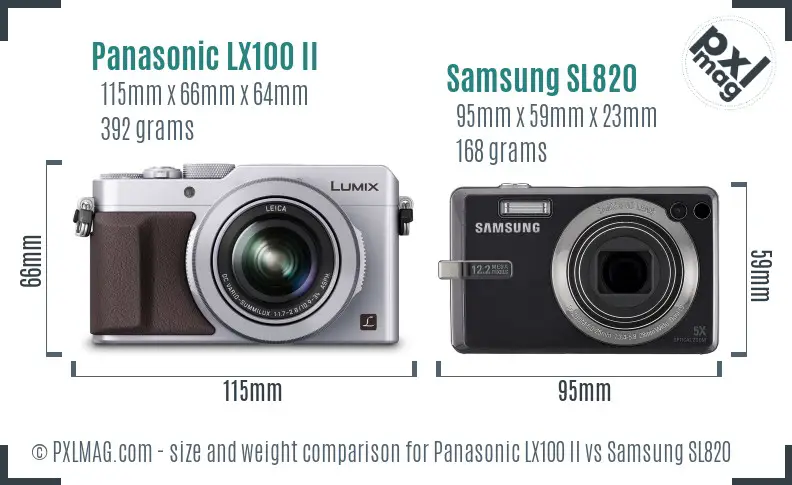 Panasonic LX100 II vs Samsung SL820 size comparison Panasonic LX100 II vs Samsung SL820 size comparison