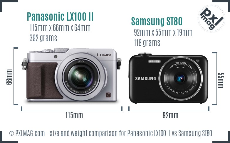 Panasonic LX100 II vs Samsung ST80 size comparison Panasonic LX100 II vs Samsung ST80 size comparison