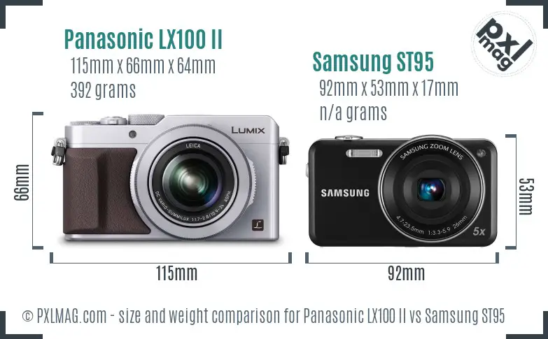 Panasonic LX100 II vs Samsung ST95 size comparison