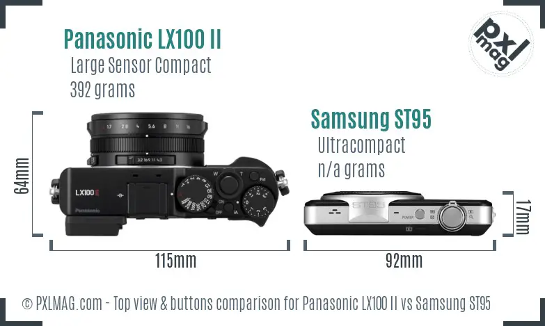 Panasonic LX100 II vs Samsung ST95 top view buttons comparison
