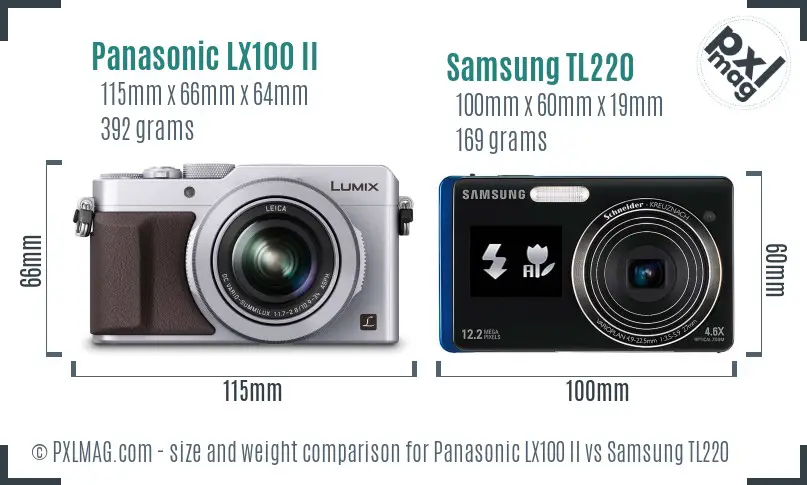 Panasonic LX100 II vs Samsung TL220 size comparison Panasonic LX100 II vs Samsung TL220 size comparison