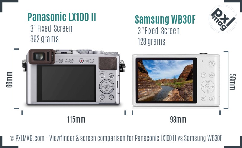 Panasonic LX100 II vs Samsung WB30F Screen and Viewfinder comparison