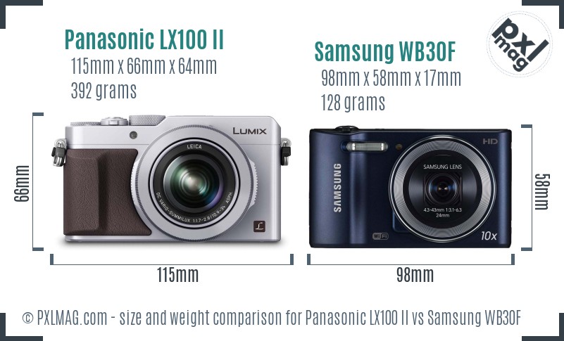 Panasonic LX100 II vs Samsung WB30F size comparison
