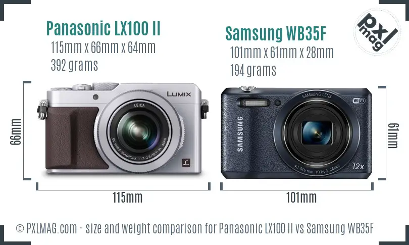 Panasonic LX100 II vs Samsung WB35F size comparison Panasonic LX100 II vs Samsung WB35F size comparison
