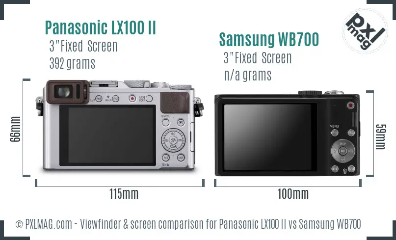 Panasonic LX100 II vs Samsung WB700 Screen and Viewfinder comparison