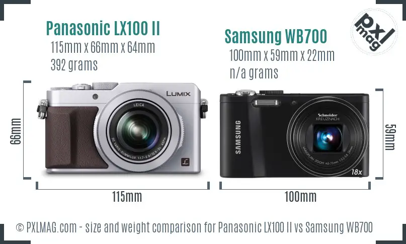 Panasonic LX100 II vs Samsung WB700 size comparison Panasonic LX100 II vs Samsung WB700 size comparison