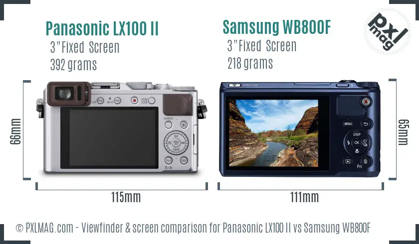 Panasonic LX100 II vs Samsung WB800F Screen and Viewfinder comparison Panasonic LX100 II vs Samsung WB800F Screen and Viewfinder comparison