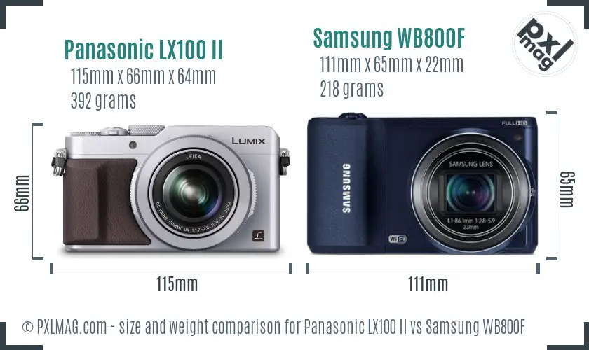 Panasonic LX100 II vs Samsung WB800F size comparison Panasonic LX100 II vs Samsung WB800F size comparison