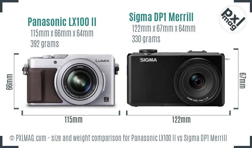 Panasonic LX100 II vs Sigma DP1 Merrill size comparison
