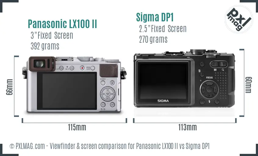 Panasonic LX100 II vs Sigma DP1 Screen and Viewfinder comparison