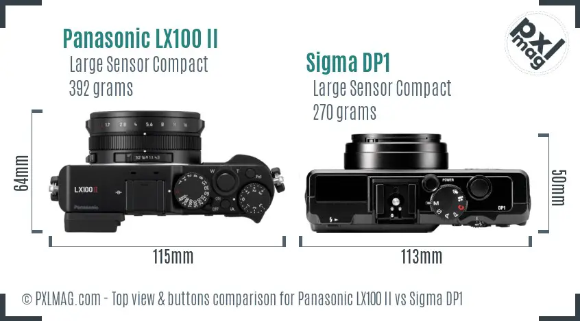 Panasonic LX100 II vs Sigma DP1 top view buttons comparison