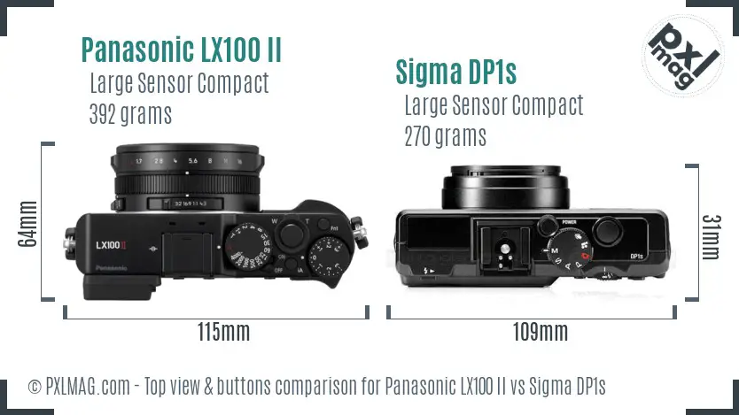 Panasonic LX100 II vs Sigma DP1s top view buttons comparison