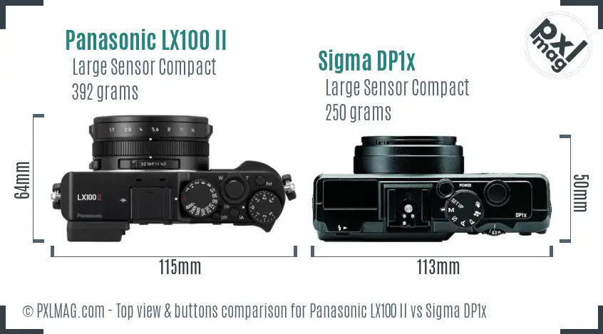 Panasonic LX100 II vs Sigma DP1x top view buttons comparison