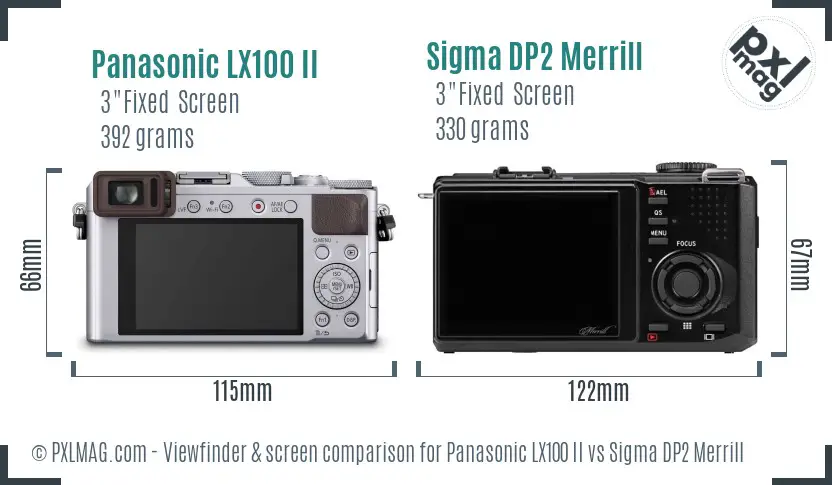 Panasonic LX100 II vs Sigma DP2 Merrill Screen and Viewfinder comparison