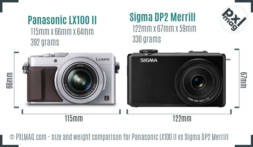 Panasonic LX100 II vs Sigma DP2 Merrill size comparison