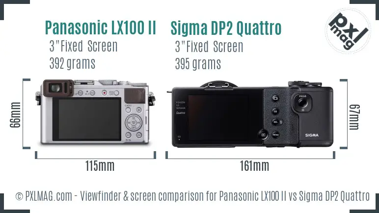 Panasonic LX100 II vs Sigma DP2 Quattro Screen and Viewfinder comparison