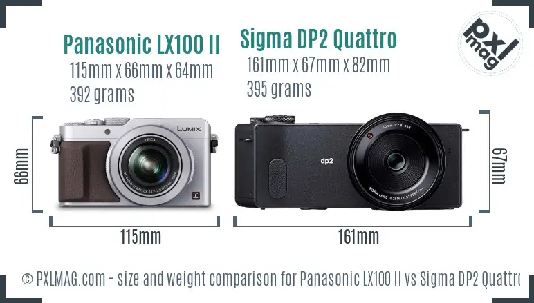 Panasonic LX100 II vs Sigma DP2 Quattro size comparison
