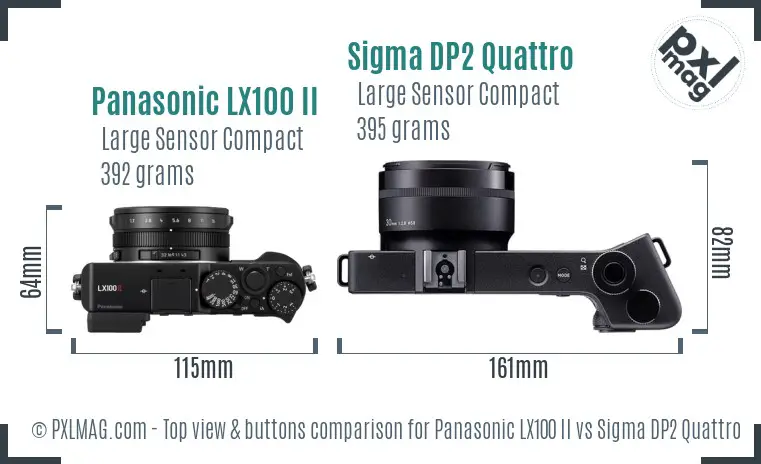 Panasonic LX100 II vs Sigma DP2 Quattro top view buttons comparison