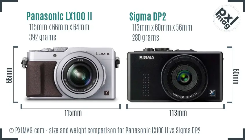 Panasonic LX100 II vs Sigma DP2 size comparison