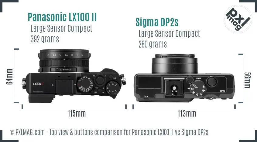 Panasonic LX100 II vs Sigma DP2s top view buttons comparison