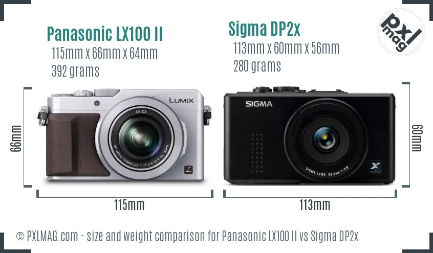 Panasonic LX100 II vs Sigma DP2x size comparison