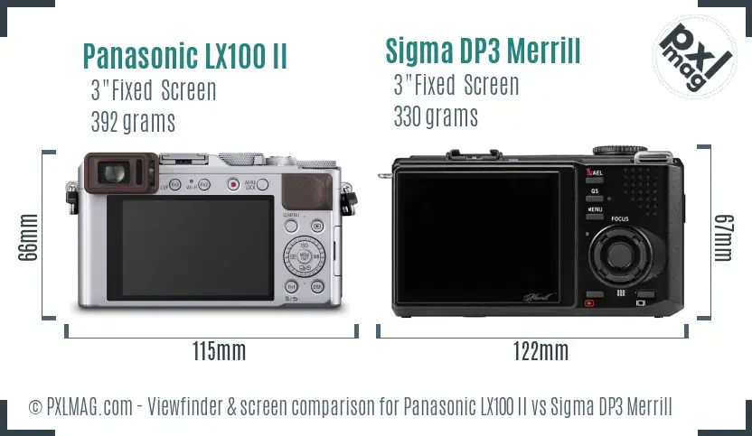 Panasonic LX100 II vs Sigma DP3 Merrill Screen and Viewfinder comparison