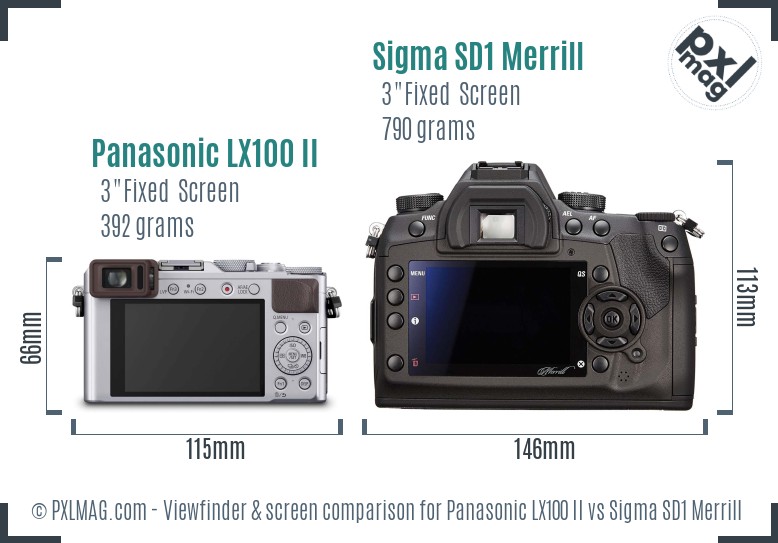Panasonic LX100 II vs Sigma SD1 Merrill Screen and Viewfinder comparison