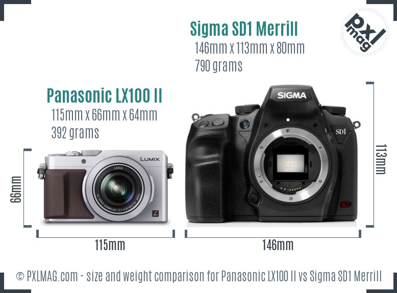 Panasonic LX100 II vs Sigma SD1 Merrill size comparison