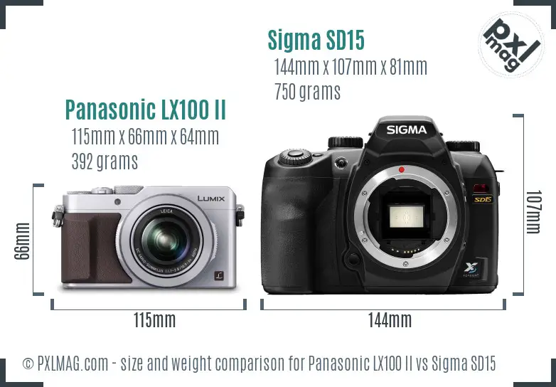 Panasonic LX100 II vs Sigma SD15 size comparison