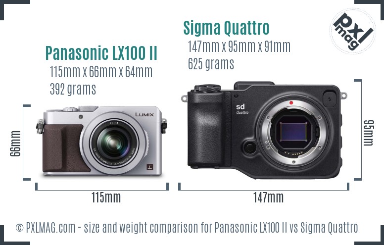 Panasonic LX100 II vs Sigma Quattro size comparison
